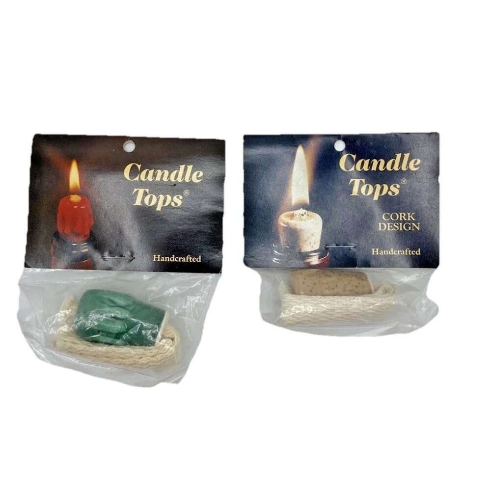 Vtg Candle Tops Wick Holder Wine Bottle Jar Candles Oil Lamp Alcohol Lot 2 NOS
